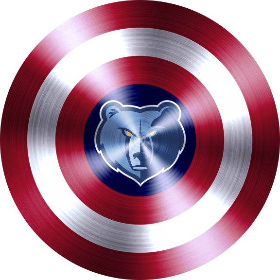 Captain American Shield With Memphis Grizzlies Logo vinyl decal